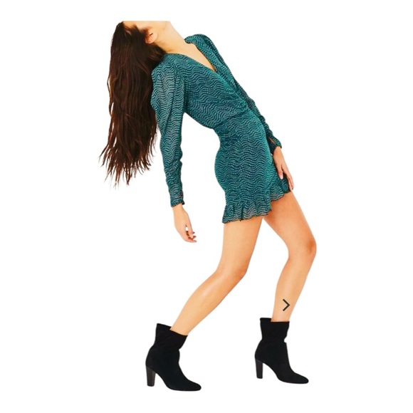 BA&SH | $395 Little Long Sleeve Mini Dress in Emerald Green, Size 1 (Small/US 4) - Picture 3 of 12
